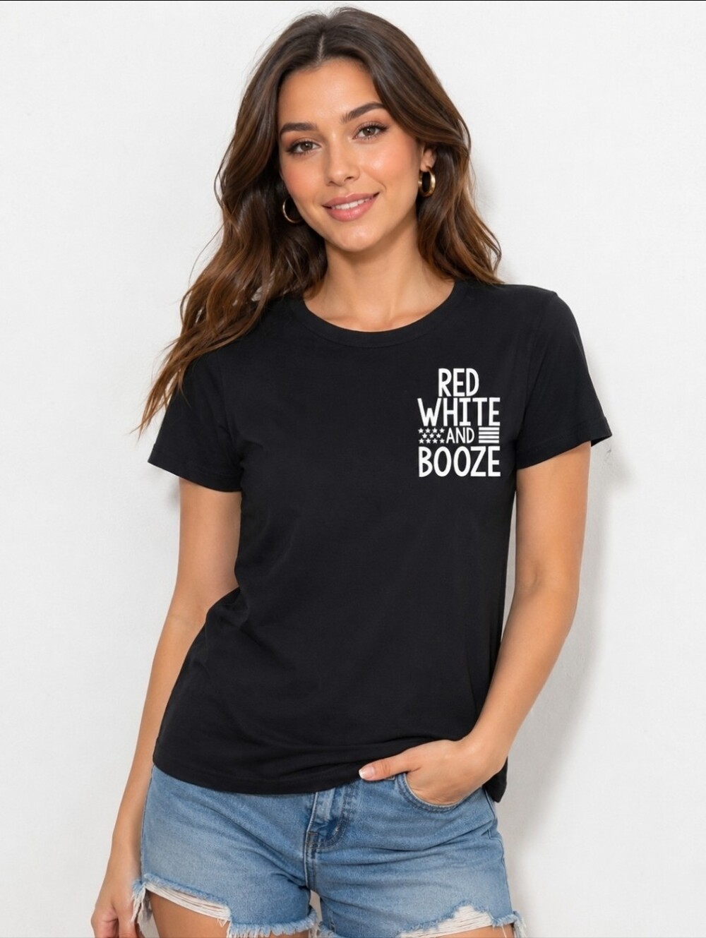 Red White & Booze Graphic Tee Size Small Fourth of July Shirt